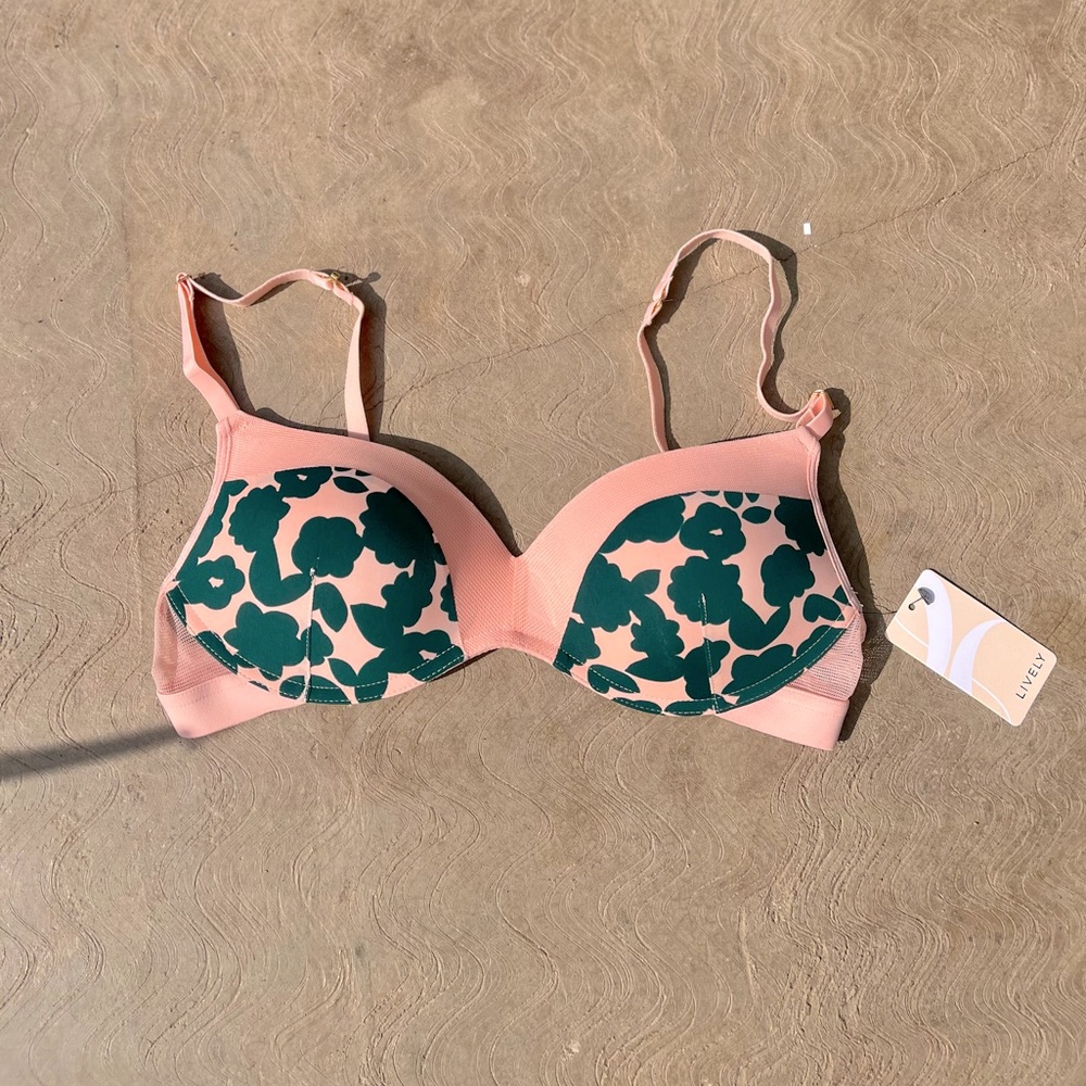 LIVELY | NWT Retro Blooms Pink Green Bra 36B